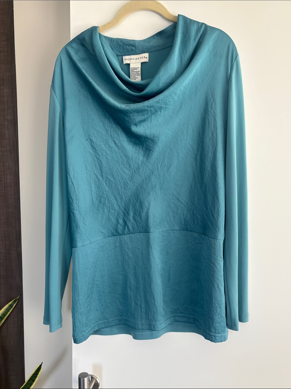 Doncaster Teal Cowl Neck Long-Sleeve Sweater